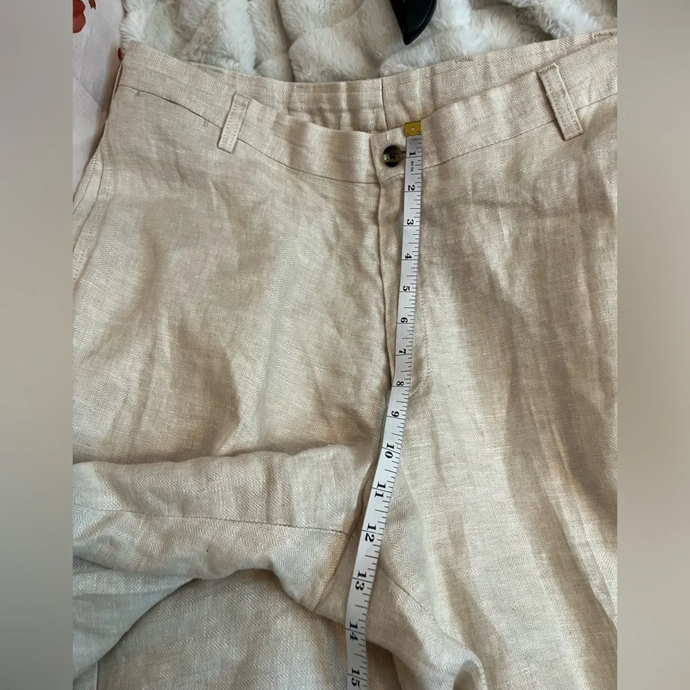 Charleston Khakis 35R Subtle Chevron Pleated Cuffed Beige Preppy Casual Pants